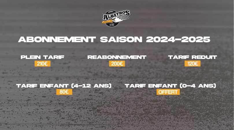 Albatros de Brest Hockey D1 - Tarifs Abonnements 2024-2025