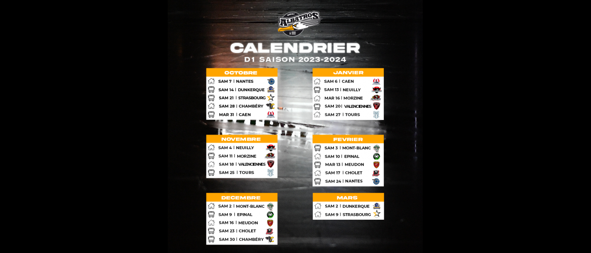 RETROUVEZ LE CALENDRIER DU CHAMPIONNAT D1 2023/2024