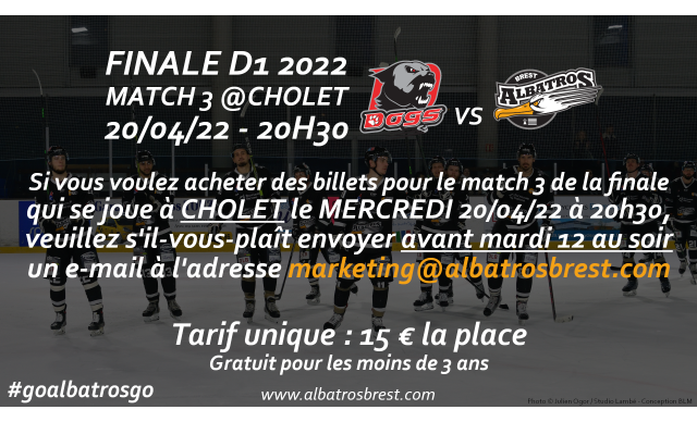 FINALE D1 - BILLETTERIE MATCH 3 @CHOLET - 20/04/22 - 20H30