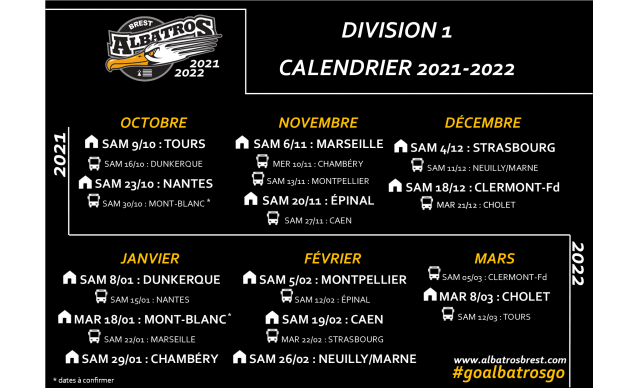 LE CALENDRIER DE LA SAISON 2021-2022 EST DISPONIBLE