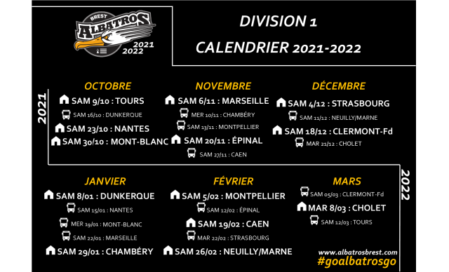 CALENDRIER : ATTENTION NOUVELLE VERSION MISE À JOUR - 15/09/2021