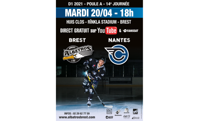 D1 2021 - POULE A - J14 - BREST-NANTES - MARDI 20/04 - 18H00 (HUIS-CLOS)