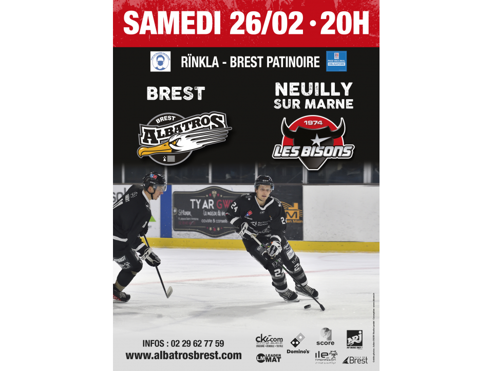 [D1 - J23] BREST-NEUILLY/MARNE - SAMEDI 26/02/22 - 20H00 @RÏNKLA - BREST PATINOIRE