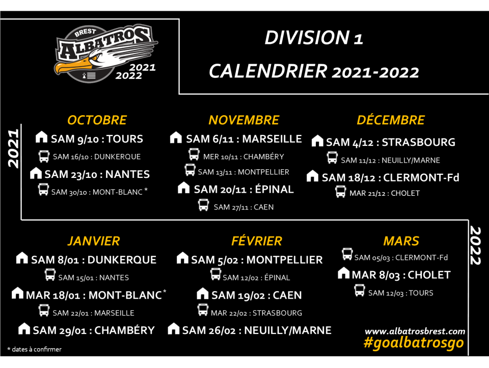 LE CALENDRIER DE LA SAISON 2021-2022 EST DISPONIBLE