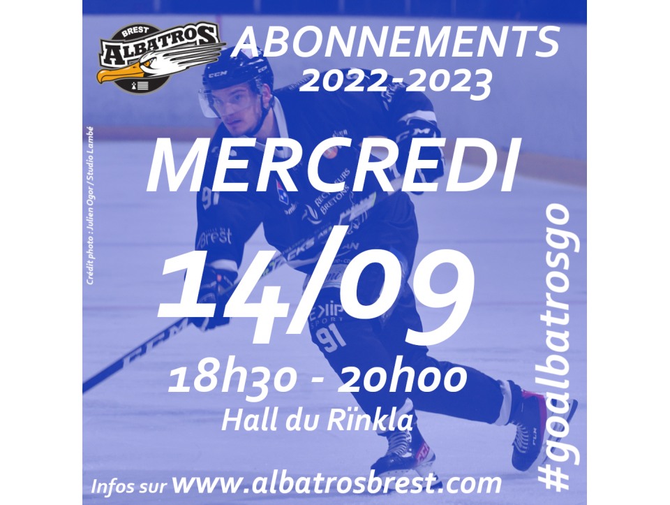 ABONNEMENTS 2022-2023 : RDV MERCREDI 14 SEPTEMBRE À 18H30 au RÏNKLA !