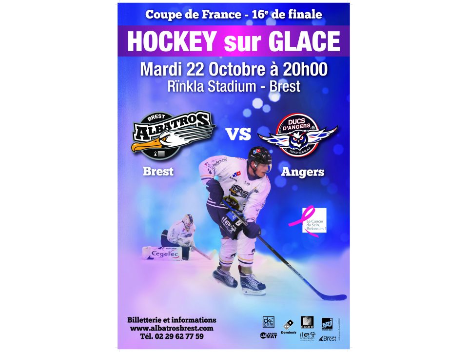 COUPE DE FRANCE- 1/16 DE FINALE : BREST REÇOIT ANGERS (LIGUE MAGNUS) MARDI 22 OCTOBRE À 20H00